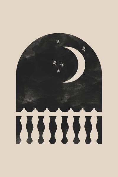 Black & Beige: Crescent Moon Arch Window by Nikki