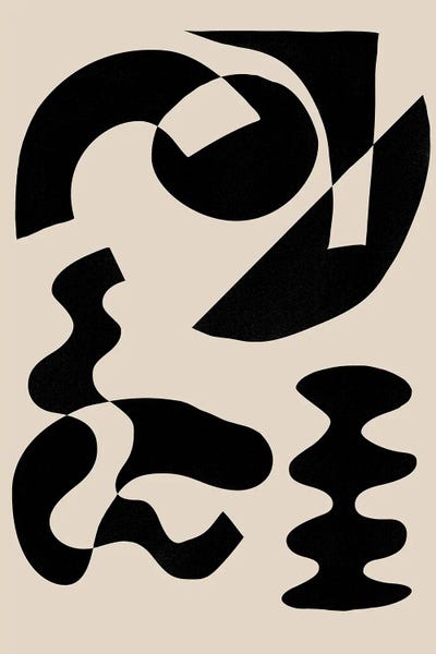 Black & Beige: Beige Black Geometric Shapes by Nikki