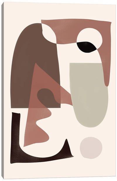 Beige Brown Abstract Shapes Canvas Art Print - Nikki