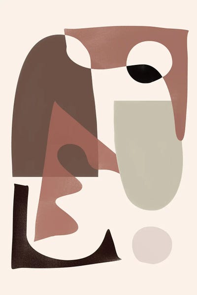 Minimalist Bohemian Decor: Beige Brown Abstract Shapes by Nikki
