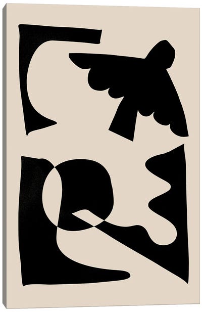 Beige Black Shapes Canvas Art Print - All Things Matisse