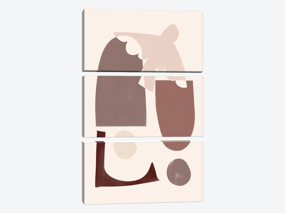 Brown Cream Abstract by Nikki 3-piece Canvas Wall Art