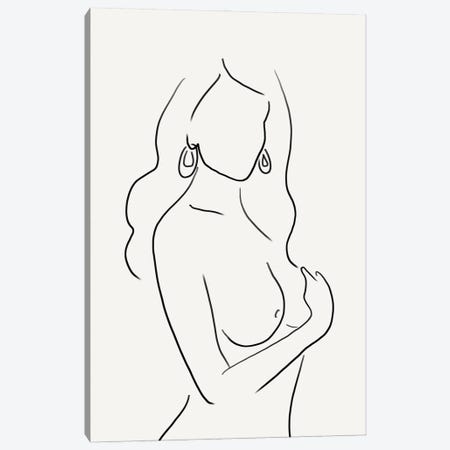 Woman Nude Line Canvas Print #NKI78} by Nikki Art Print