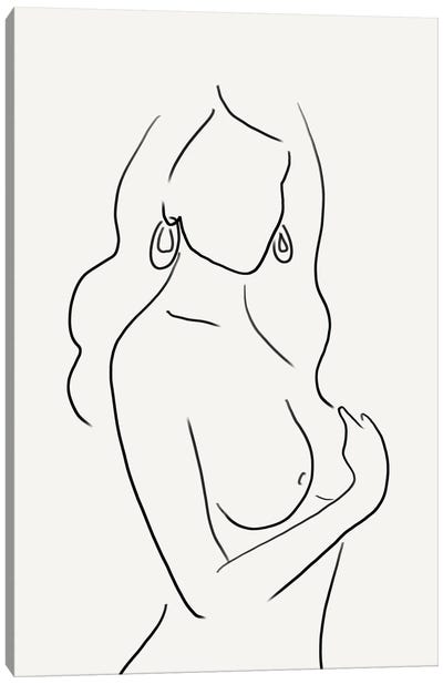 Woman Nude Line Canvas Art Print - Nikki
