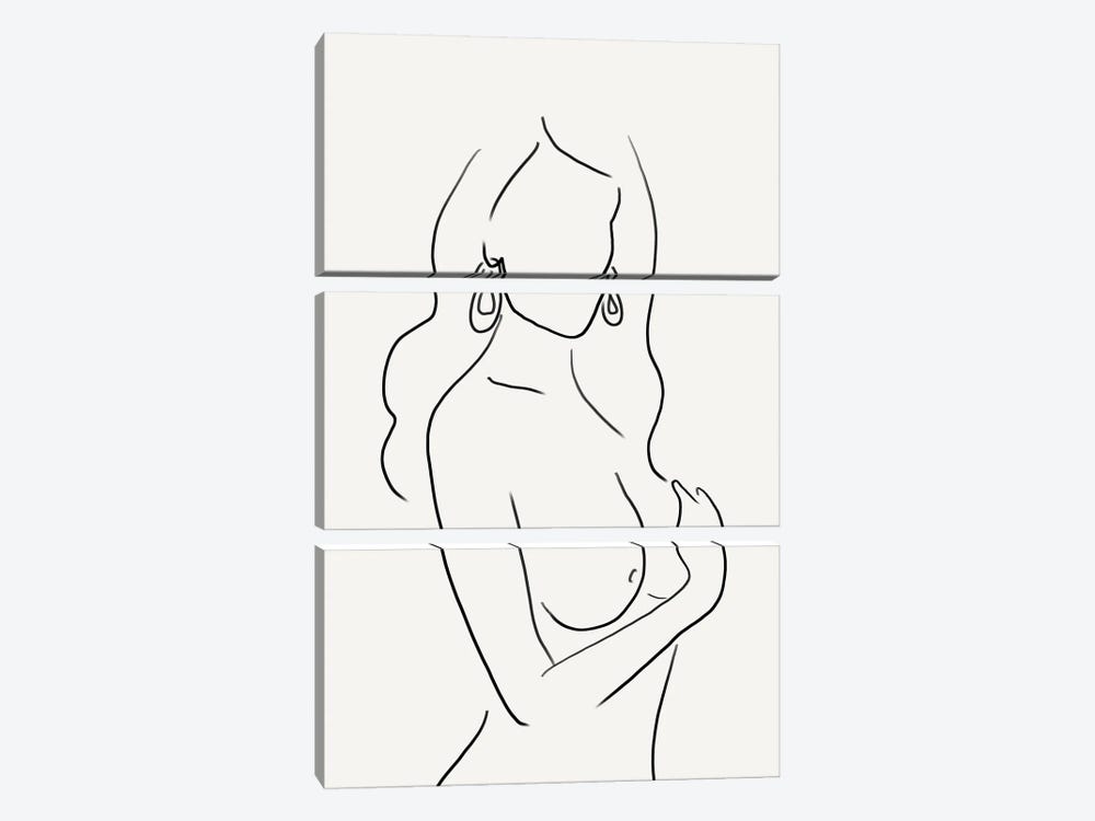 Woman Nude Line by Nikki 3-piece Canvas Print
