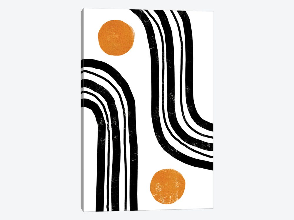 Orange Black Line by Nikki 1-piece Canvas Print