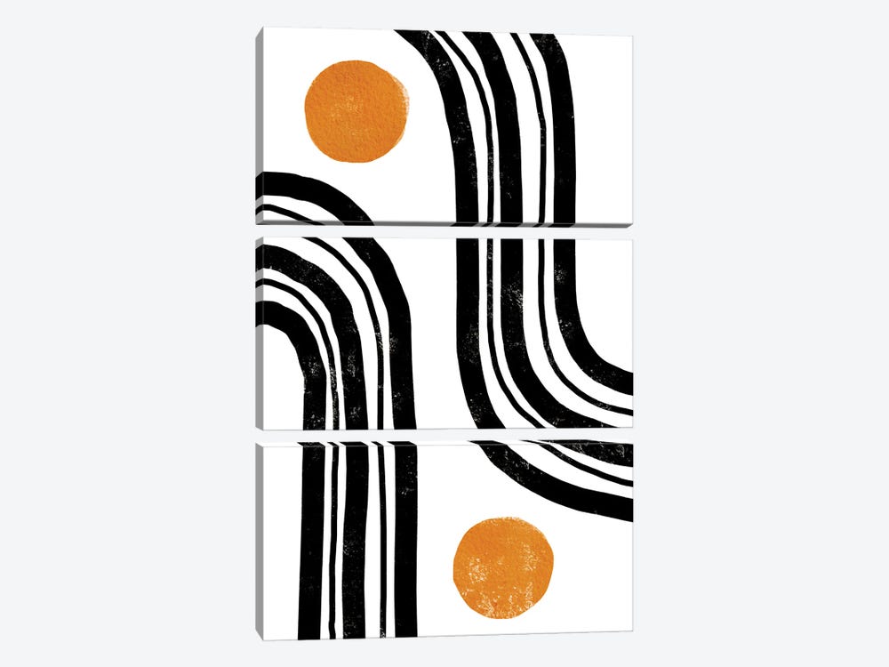 Orange Black Line by Nikki 3-piece Art Print