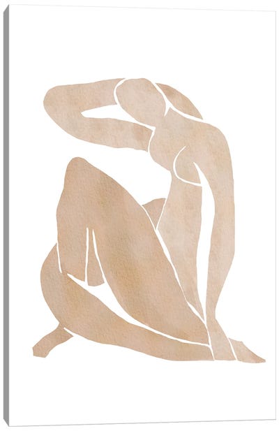 Beige Woman Pose Canvas Art Print - The Cut Outs Collection