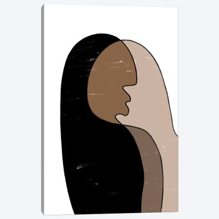 Beige Black Woman Art Canvas Print #NKI8} by Nikki Canvas Art