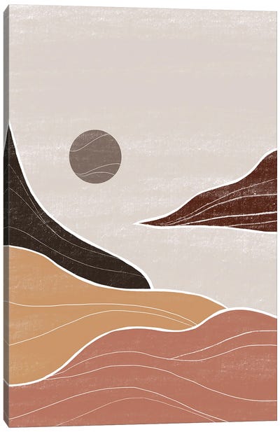 Brown Gray Seascape Canvas Art Print - Japandi