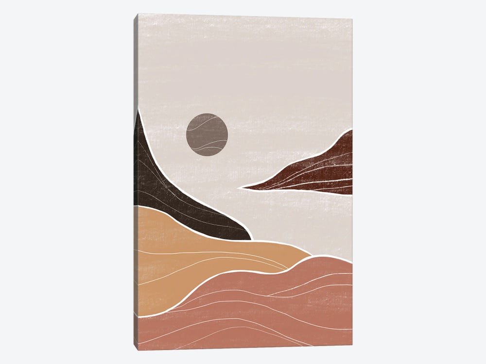 Brown Gray Seascape by Nikki 1-piece Canvas Wall Art
