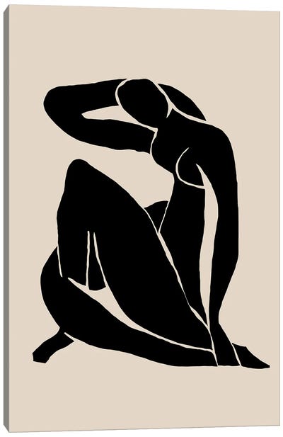 Black Woman Pose Canvas Art Print - Female Nude Art