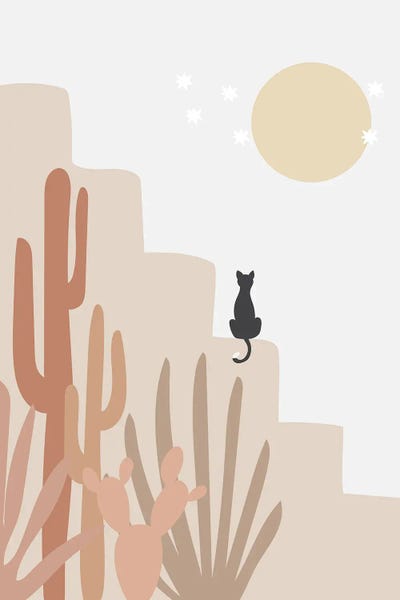 Minimalist Bohemian Decor: Cactus And Cat by Nikki