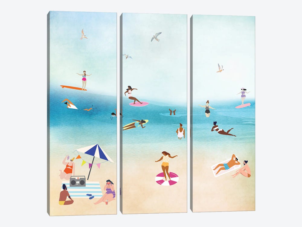 The Beach II by Nikki Chu 3-piece Canvas Artwork