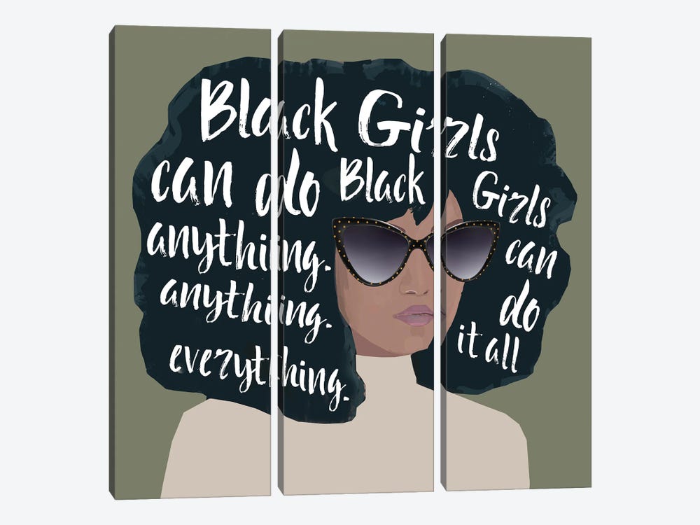 Black Girls Can Do II 3-piece Canvas Art Print
