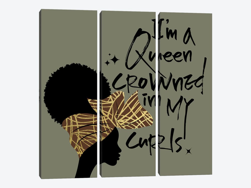 Im A Queen Curls by Nikki Chu 3-piece Canvas Art Print