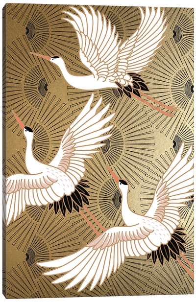 Crane Japenese II Canvas Art Print - Japanese Décor