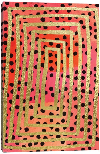 Dot Maze II Canvas Art Print - Gold Abstract Art