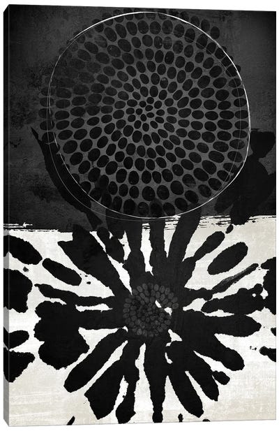 Dot Tribal Canvas Art Print - Black & White Abstract Art