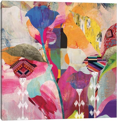 Leave Dem Alone Floral Canvas Art Print - Large Colorful Accents