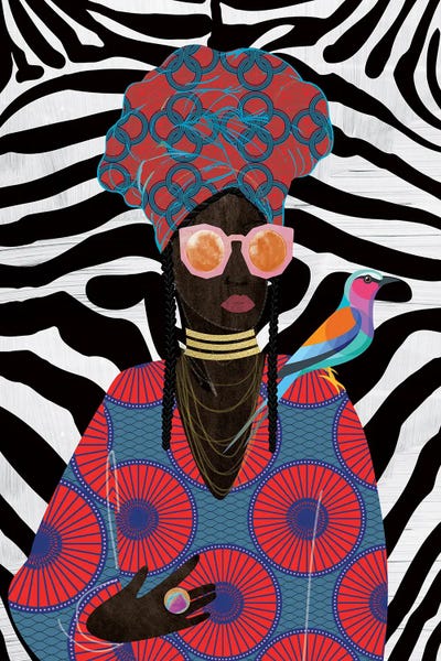 Large Art for Bedroom - Canvas Prints: Modern Turban Queen II by Nikki Chu