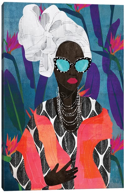 Modern Turban Woman V Canvas Art Print - Black Art