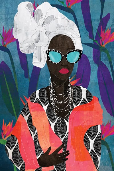 Large Floral & Botanical Art - Canvas Prints: Modern Turban Woman V by Nikki Chu