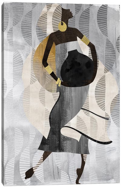 Neutral Dancing Woman II Canvas Art Print - Black Art
