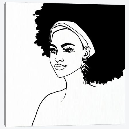 Afro Girl Canvas Print #NKK86} by Nikki Chu Canvas Print