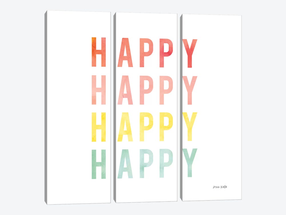 Happy Happy by Ann Kelle 3-piece Canvas Art Print