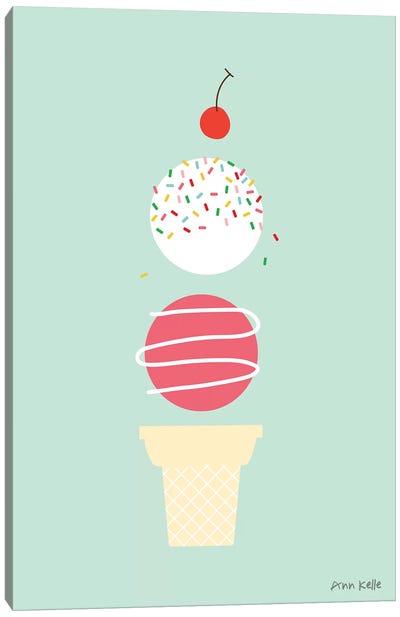 Ice Cream and Cherry I Canvas Art Print - Minimalist Nursery