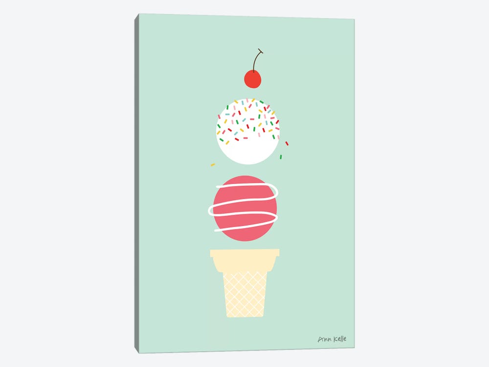 Ice Cream and Cherry I by Ann Kelle 1-piece Canvas Artwork