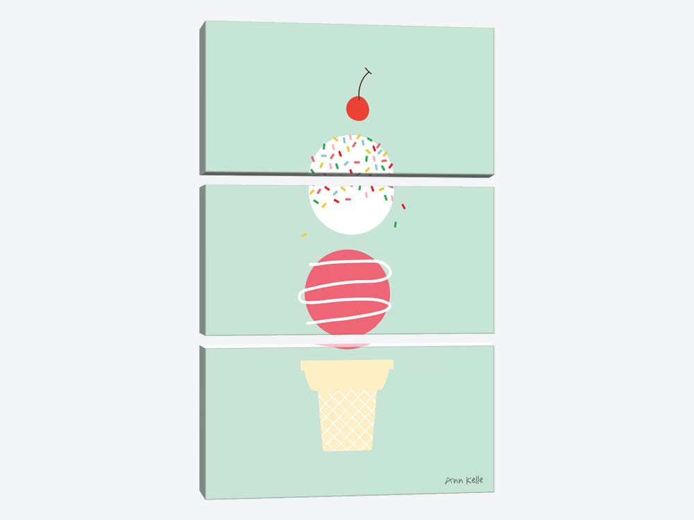 Ice Cream and Cherry I by Ann Kelle 3-piece Canvas Artwork