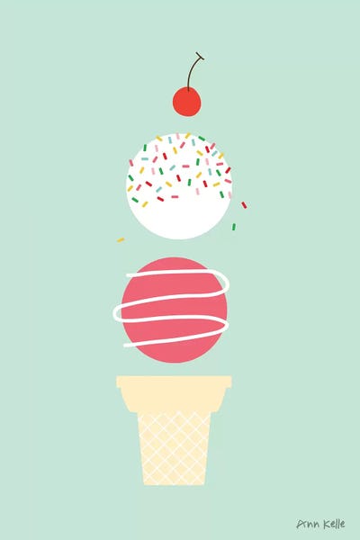 Minimalist Décor: Ice Cream and Cherry I by Ann Kelle