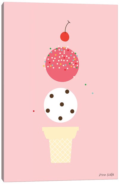 Ice Cream and Cherry II Canvas Art Print - Ice Cream & Popsicle Art