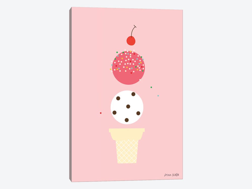 Ice Cream and Cherry II by Ann Kelle 1-piece Canvas Print
