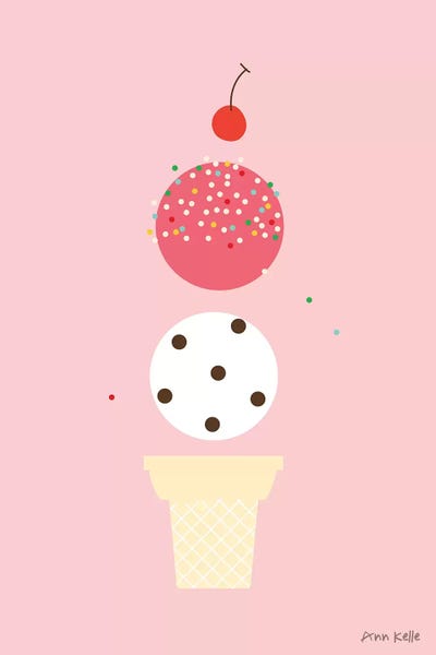 Minimalist Décor: Ice Cream and Cherry II by Ann Kelle