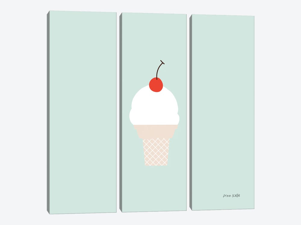 Ice Cream Cone II by Ann Kelle 3-piece Canvas Artwork