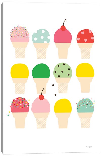Ice Cream Fun Canvas Art Print - Minimalist Kitchen Art
