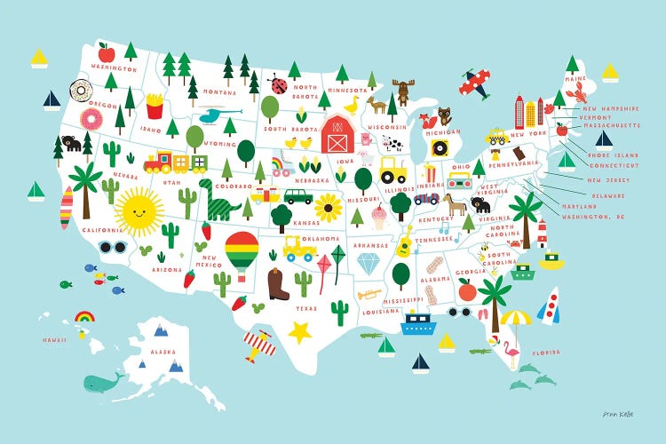 Fun USA Map by Ann Kelle wall art