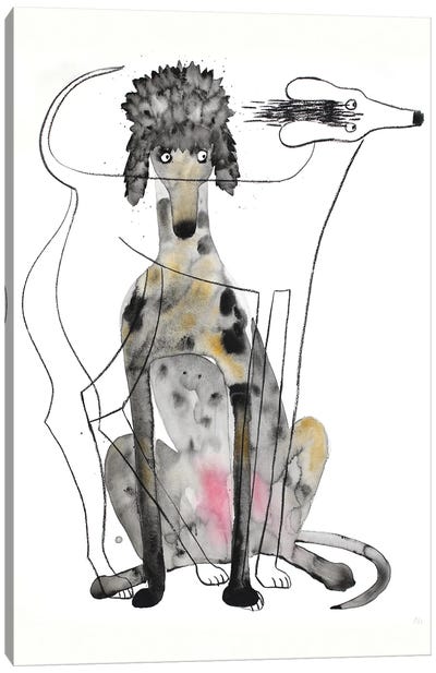 Sit Canvas Art Print - Poodle Art