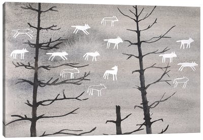 A Pack Of Wolves Canvas Art Print - Forest Art