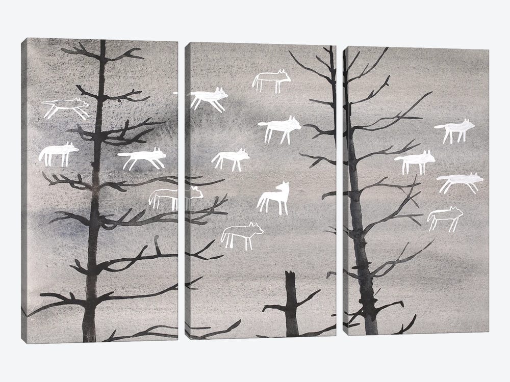 A Pack Of Wolves by Nynke Kuipers 3-piece Canvas Wall Art