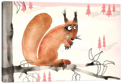 Squirrel In The Tree Canvas Art Print - Squirrel Art