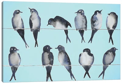 Swallows Canvas Art Print - Turquoise Art