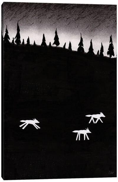 The Wolves At Night Canvas Art Print - Nynke Kuipers