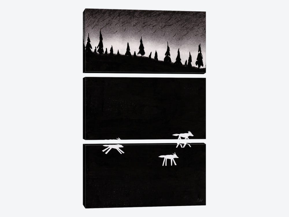 The Wolves At Night by Nynke Kuipers 3-piece Canvas Print