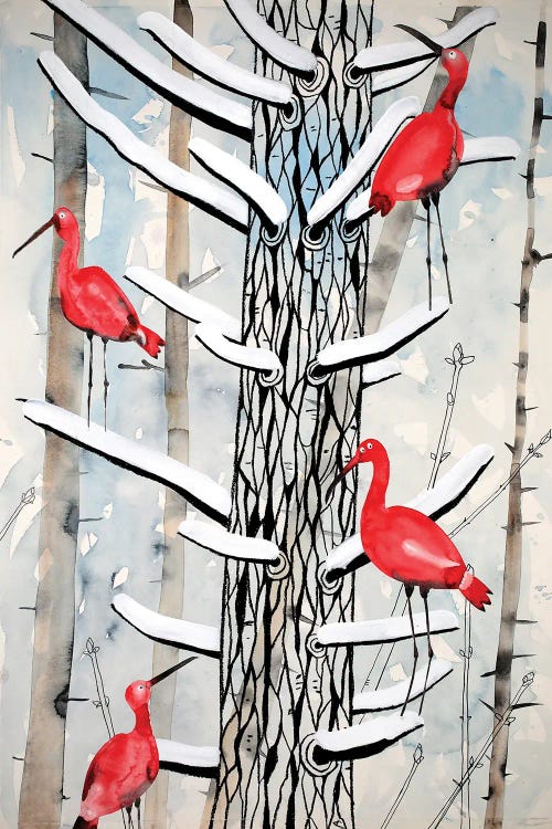 Ibises In The Snow by Nynke Kuipers wall art