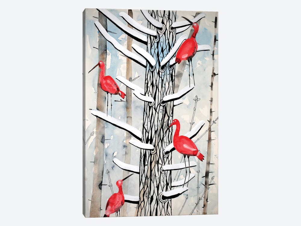 Ibises In The Snow by Nynke Kuipers 1-piece Canvas Art