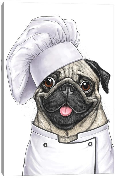 Pug Chef Canvas Art Print - Pug Art